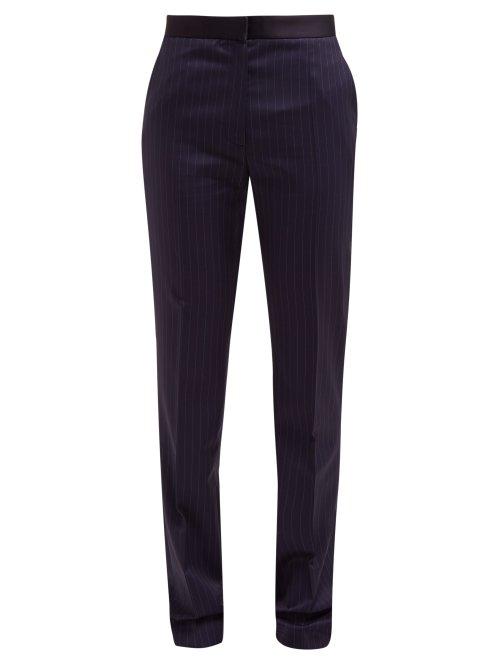 Matchesfashion.com Pallas X Claire Thomson-jonville - Don Juan Pinstriped Wool Poplin Trousers - Womens - Navy