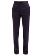 Matchesfashion.com Pallas X Claire Thomson-jonville - Don Juan Pinstriped Wool Poplin Trousers - Womens - Navy