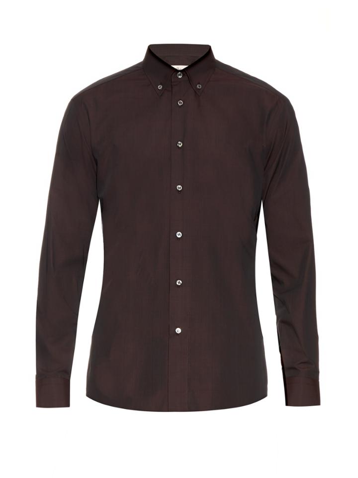 Brioni Button-down Collar Micro-checked Cotton Shirt