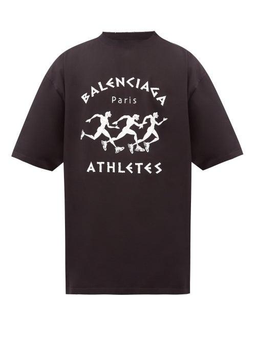 Matchesfashion.com Balenciaga - Marathon-print Cotton-jersey T-shirt - Mens - Black White