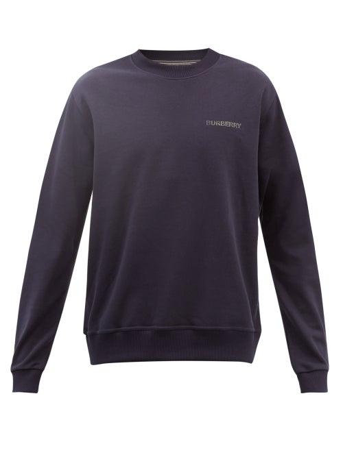 Burberry - Logo-patch Cotton-blend Jersey Sweatshirt - Mens - Navy