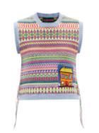 La Fetiche - Iris Fair-isle Wool Sleeveless Sweater - Womens - Blue Multi