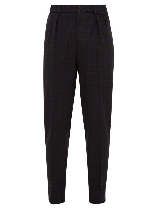 Matchesfashion.com Incotex - Slim Fit Checked Wool Blend Trousers - Mens - Blue Multi