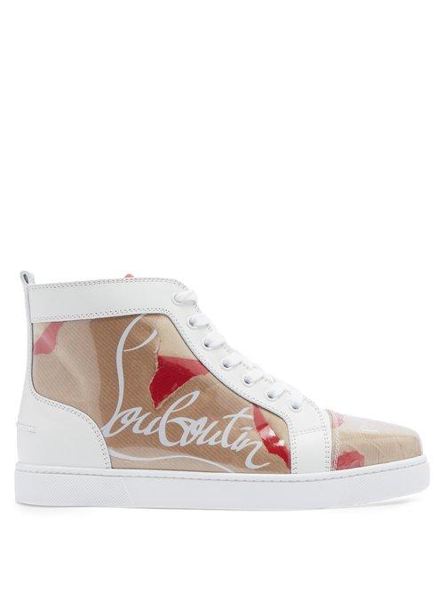 Matchesfashion.com Christian Louboutin - Louis Kraft Leather And Pvc High Top Trainers - Womens - Brown Multi
