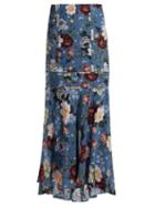 Matchesfashion.com Erdem - Tallulah Gertrude Print Silk Skirt - Womens - Blue Multi