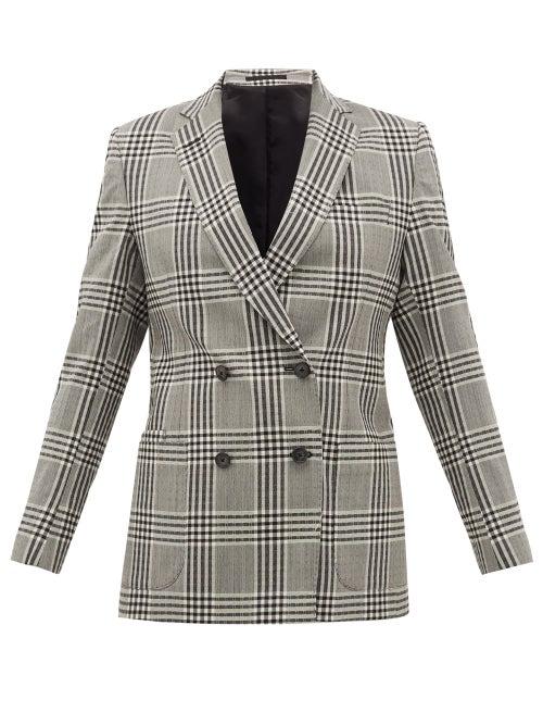 Matchesfashion.com Officine Gnrale - Mathilde Checked Wool-seersucker Blazer - Womens - Grey