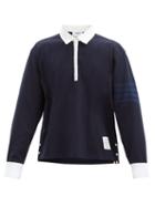 Matchesfashion.com Thom Browne - Four-bar Cotton-jersey Rugby Shirt - Mens - Navy
