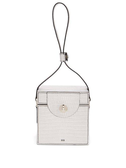 Matchesfashion.com Hillier Bartley - Cube Lizard Effect Clutch - Womens - Silver