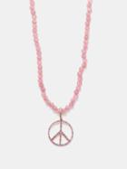 Rosa De La Cruz - Peace Tourmaline, Sapphire & Gold Beaded Necklace - Womens - Pink