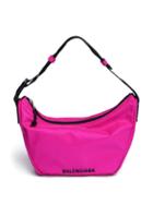 Balenciaga - Wheel Sling Logo-embroidered Shell Shoulder Bag - Womens - Fuchsia
