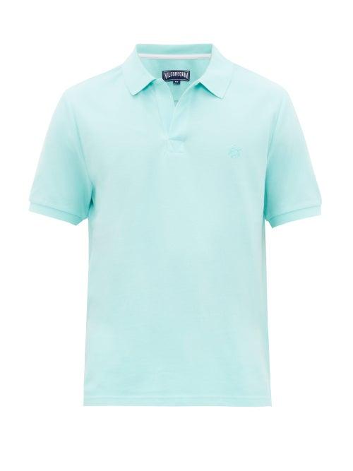 Matchesfashion.com Vilebrequin - Turtle Embroidered Cotton Piqu Polo Shirt - Mens - Blue