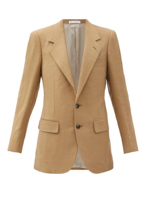 Matchesfashion.com Umit Benan B+ - Logo-nape Tailored-hopsack Blazer - Womens - Camel