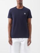 Burberry - Parker Logo-embroidered Cotton-jersey T-shirt - Mens - Navy