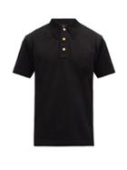 Matchesfashion.com Dunhill - Ribbed Cotton And Silk Polo Shirt - Mens - Black