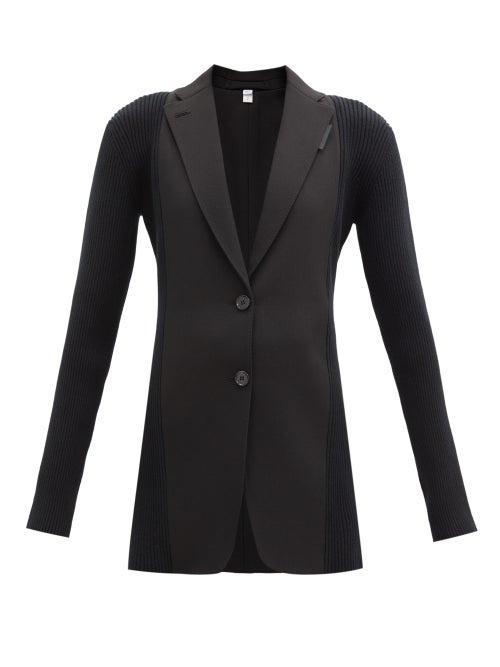 Matchesfashion.com Burberry - Single-breasted Ribbed-panel Wool Jacket - Womens - Black