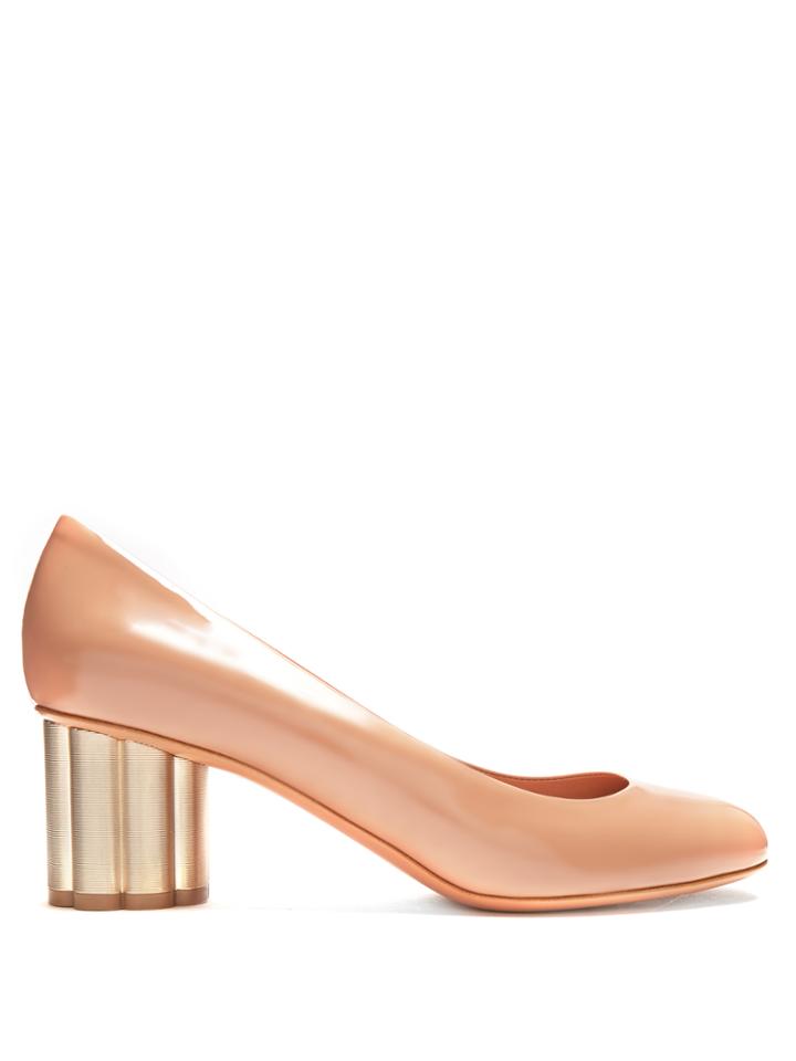 Salvatore Ferragamo Lucca Column-heel Patent-leather Pumps