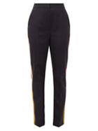 Matchesfashion.com Roksanda - Colwyn Satin Trimmed Wool Twill Tailored Trousers - Womens - Navy