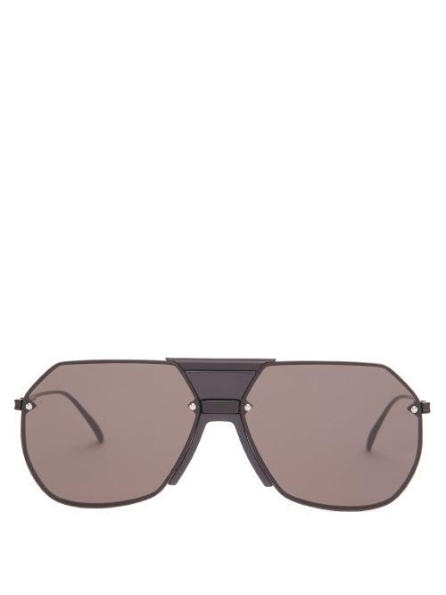 Mens Eyewear Bottega Veneta - Aviator Metal Sunglasses - Mens - Black