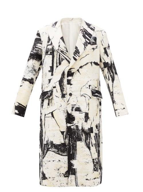 Alexander Mcqueen - Dante-jacquard Tweed Coat - Mens - Black Cream