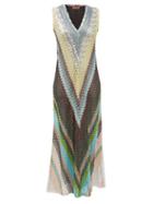 Missoni - V-neck Zigzag Lace-knitted Maxi Dress - Womens - Multi Stripe