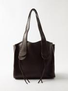Chlo - Mony Whipstitched Leather Shoulder Bag - Womens - Dark Brown