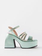 Nodaleto - Bulla Chibi Metallic-leather Flatform Sandals - Womens - Green