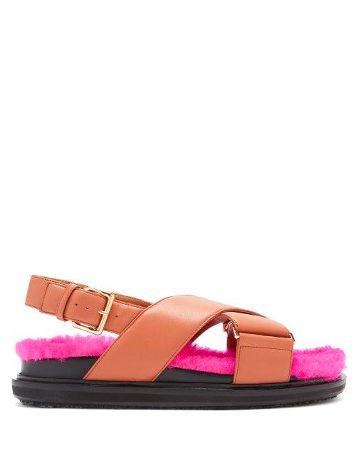 Matchesfashion.com Marni - Bi-colour Shearling-fussbett Slingback Sandals - Womens - Tan