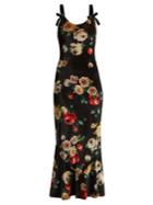 Attico Rose-print Velvet Dress