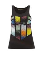 Germanier - Upcycled-beaded Cotton-jersey Tank Top - Womens - Black Multi