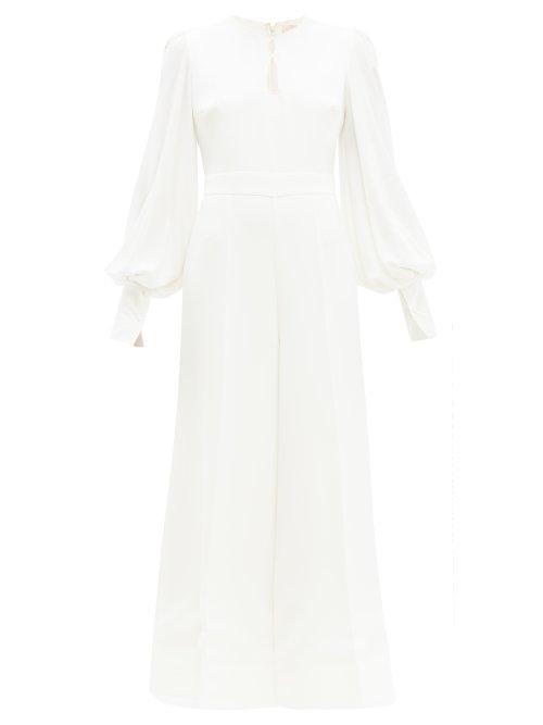 Matchesfashion.com Roksanda - Aunya Balloon Sleeve Crepe Jumpsuit - Womens - Ivory