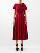 Roksanda - Brigitte Bow-shoulder Midi Dress - Womens - Burgundy