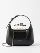 Alexander Mcqueen - Four Ring Small Crystal And Leather Shoulder Bag - Womens - Black