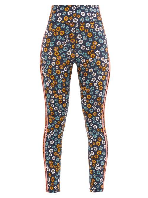 Matchesfashion.com The Upside - Atacama Dance Floral-print Cropped Leggings - Womens - Blue Multi