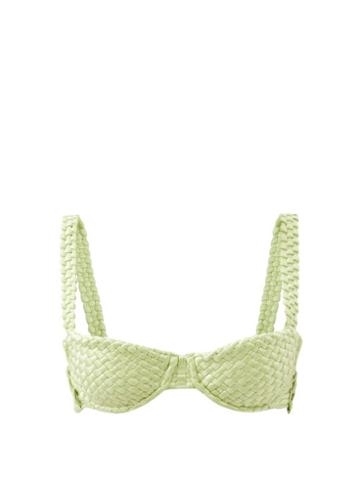 Isa Boulder - Fullweave Woven Underwired Bikini Top - Womens - Lime Green