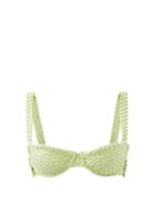 Isa Boulder - Fullweave Woven Underwired Bikini Top - Womens - Lime Green