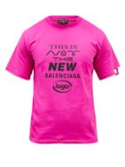 Balenciaga - Distressed Logo-print Cotton-jersey T-shirt - Mens - Pink