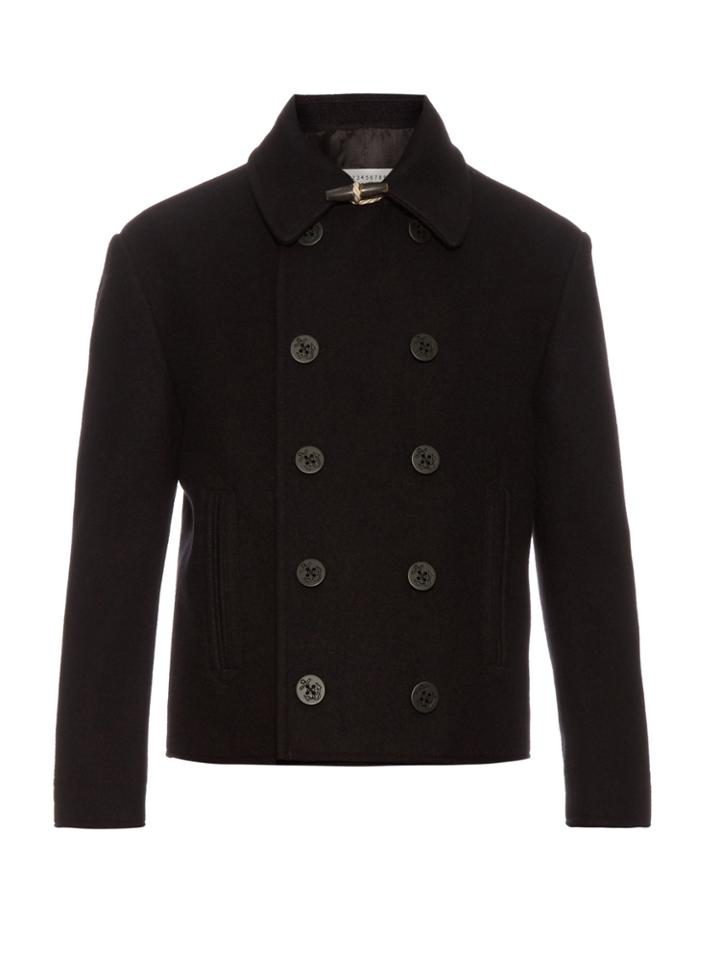 Maison Margiela Double-breasted Cropped Wool Pea Coat
