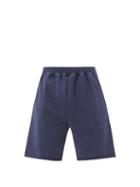 Matchesfashion.com Aries - Temple-print Cotton-jersey Shorts - Mens - Navy