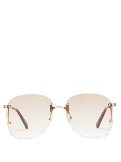 Matchesfashion.com Le Specs - Skyline Square Metal Sunglasses - Womens - Brown
