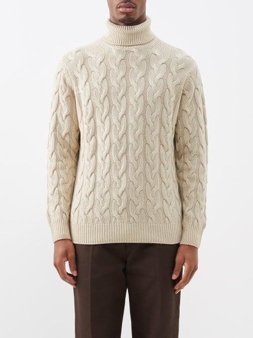 Thom Sweeney - Cable-knit Merino-blend Roll-neck Sweater - Mens - Cream