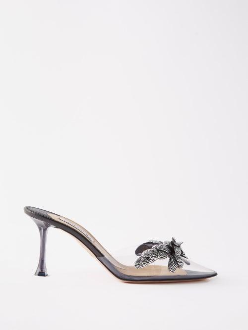 Aquazzura - Galactic 75 Crystal-embellished Pvc Mules - Womens - Black