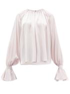 Matchesfashion.com Roksanda - Pia Fluted Cuff Silk Blouse - Womens - Light Pink