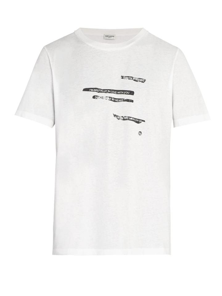 Saint Laurent Printed Crew-neck Cotton T-shirt
