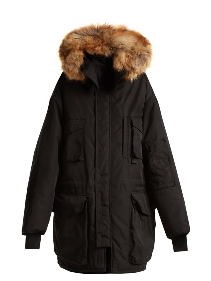 Vetements Bro Fur-trimmed Hooded Double-layer Canvas Parka