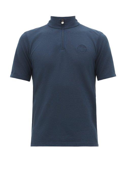 Matchesfashion.com Iffley Road - Sidmouth Half Zip Piqu T Shirt - Mens - Navy
