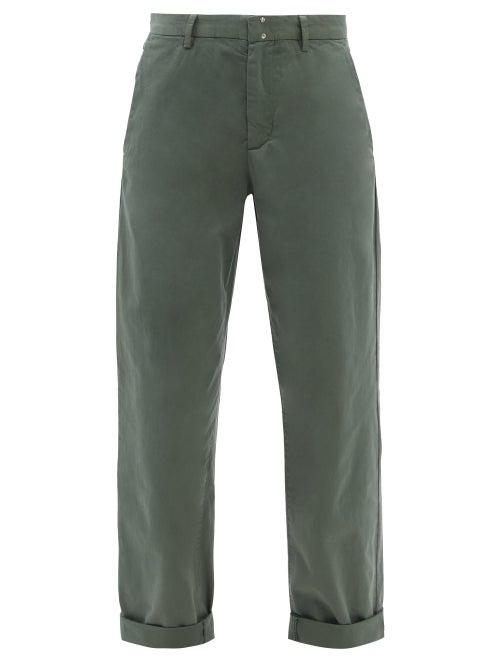 Ladies Rtw A.p.c. - Gaelle Cropped Cotton Chino Trousers - Womens - Khaki