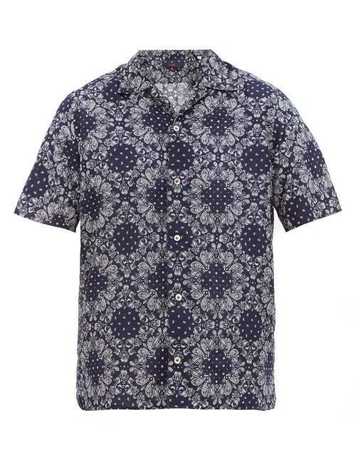 Matchesfashion.com The Gigi - Utah Paisley-print Cotton-poplin Shirt - Mens - Navy White