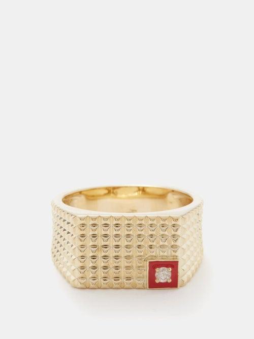 Yvonne Leon - Diamond, Enamel & 9kt Gold Ring - Womens - Gold Multi