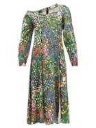 Matchesfashion.com Natasha Zinko - Off-shoulder Floral-print Satin Dress - Womens - Multi