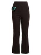 Matchesfashion.com Toga - Bead Embellished Straight Leg Wool Blend Trousers - Womens - Navy